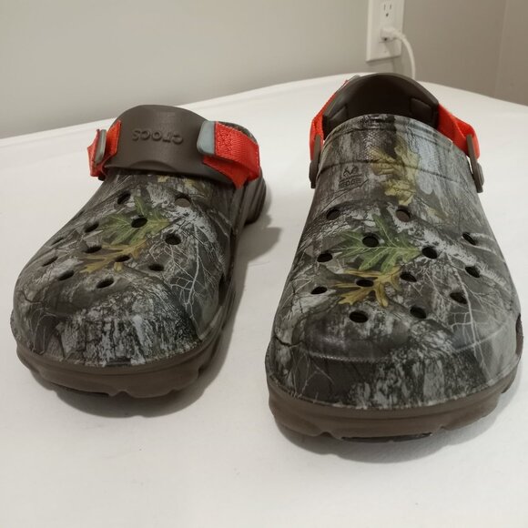 MENS CROCS CLOGS ICONIC COMFORT CAMO WITH BRIGHT ORANGE ADJUSTERS SIZE US 13 M - Picture 2 of 6